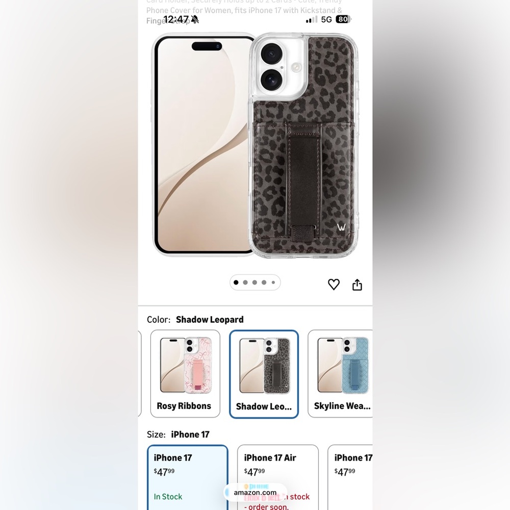 Walli Shadow Leopard iPhone 17 Case with Kickstand